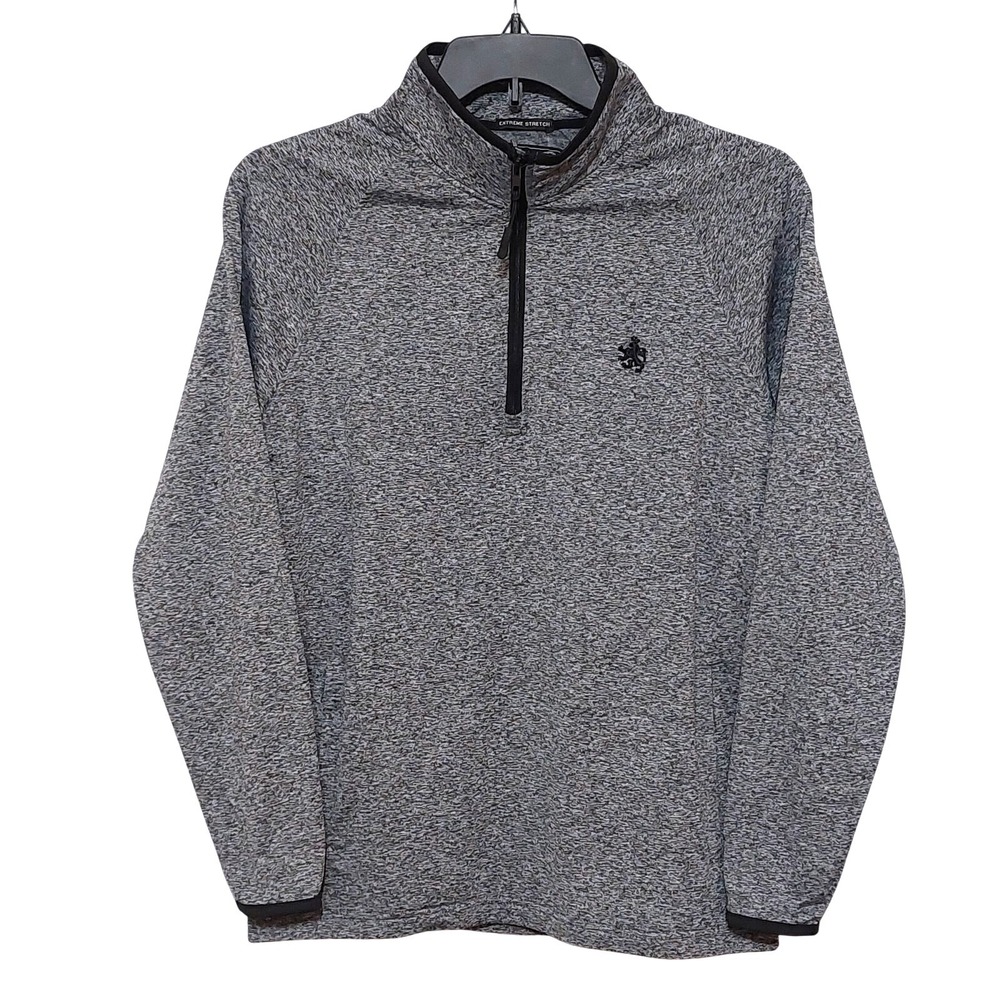 Rugby University Mens Grey Space Dye‎ Extreme Stretch Quarter Zip Pullover Small